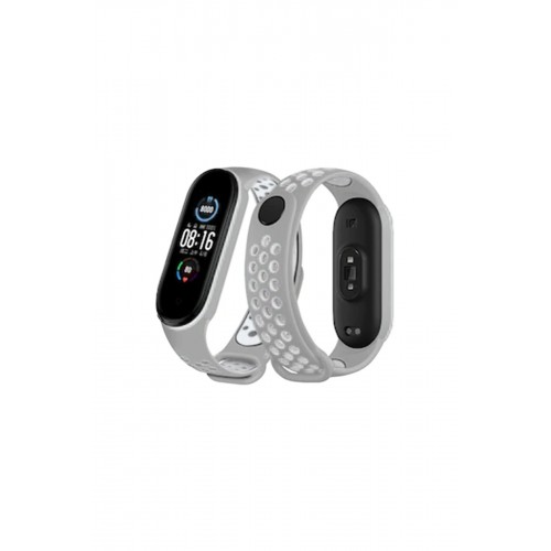 Newface Xiaomi Mi Band 3 Spor Delikli Kordon - Gri-Beyaz