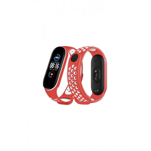 Newface Xiaomi Mi Band 3 Spor Delikli Kordon - Kırmızı-Beyaz Newface Xiaomi Mi Band 3 Spor Delikli Kordon - Kırmızı-Beyaz