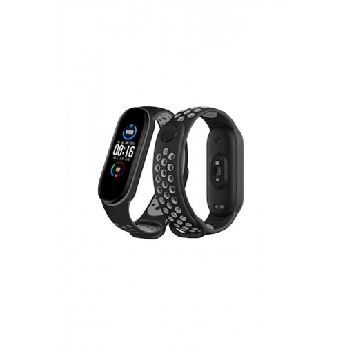 Newface Xiaomi Mi Band 4 Spor Delikli Kordon - Siyah-Gri Newface Xiaomi Mi Band 4 Spor Delikli Kordon - Siyah-Gri