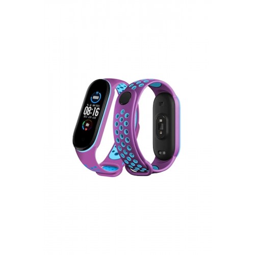 Newface Xiaomi Mi Band 4 Spor Delikli Kordon - Mor-Mavi Newface Xiaomi Mi Band 4 Spor Delikli Kordon - Mor-Mavi