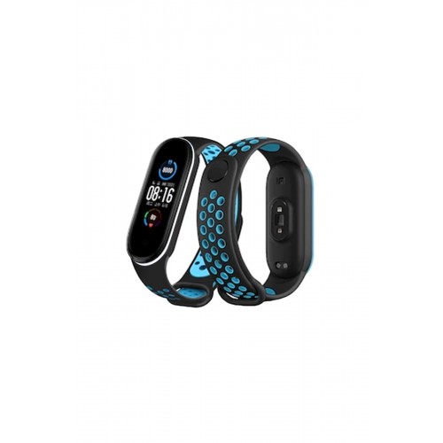 Newface Xiaomi Mi Band 3 Spor Delikli Kordon - Siyah-Mavi-Beyaz Newface Xiaomi Mi Band 3 Spor Delikli Kordon - Siyah-Mavi-Beyaz