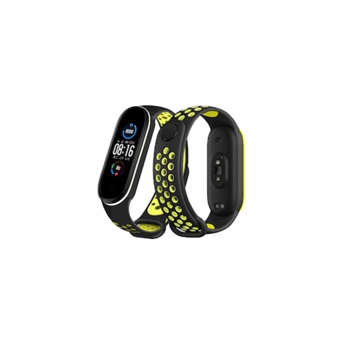 Newface Xiaomi Mi Band 4 Spor Delikli Kordon - Siyah-Yeşil-Beyaz Newface Xiaomi Mi Band 4 Spor Delikli Kordon - Siyah-Yeşil-Beyaz
