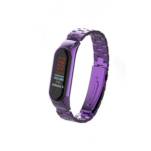 Newface Xiaomi Mi Band 3 Metal Baklalı Kordon - Mor