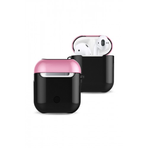 Newface Airpods 2 (2.nesil) 3in1 Kılıf - Siyah-Pembe Newface Airpods 2 (2.nesil) 3in1 Kılıf - Siyah-Pembe