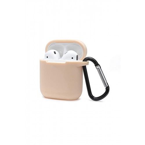 Newface Airpods (1.nesil) Sert Silikon Kılıf - Bej