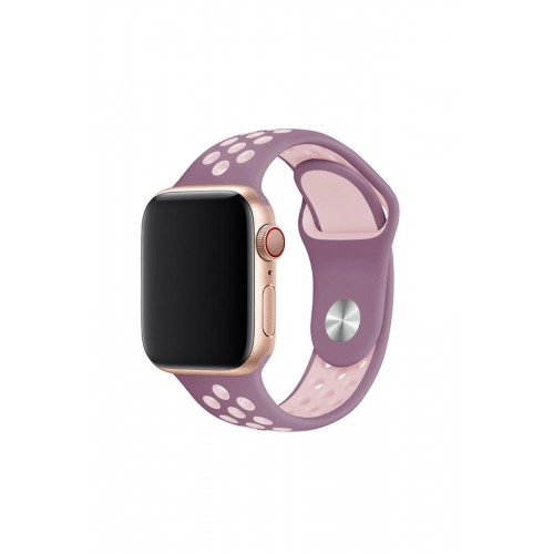 Newface Apple Watch 41mm Spor Delikli Kordon - Mor-Pembe