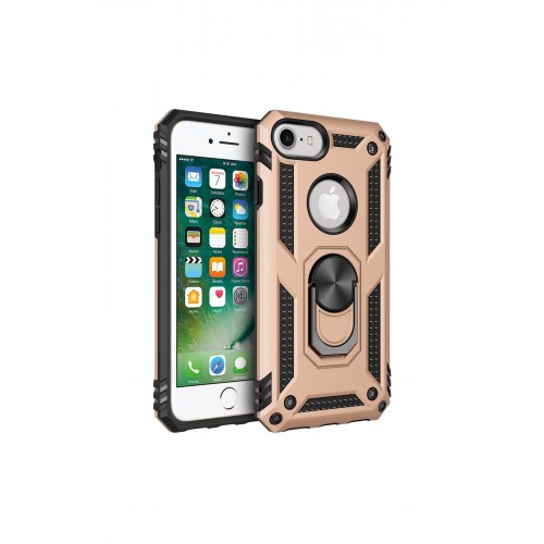 Newface iPhone SE 2020 Kılıf Sofya Yüzüklü Silikon Kapak - Gold