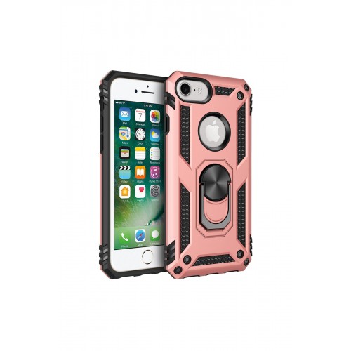 Newface iPhone SE 2020 Kılıf Sofya Yüzüklü Silikon Kapak - Rose