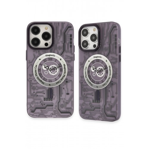 Newface iPhone 14 Pro Max Kılıf Apollo Magneticsafe Desenli Kapak - Apollo Mor - 5