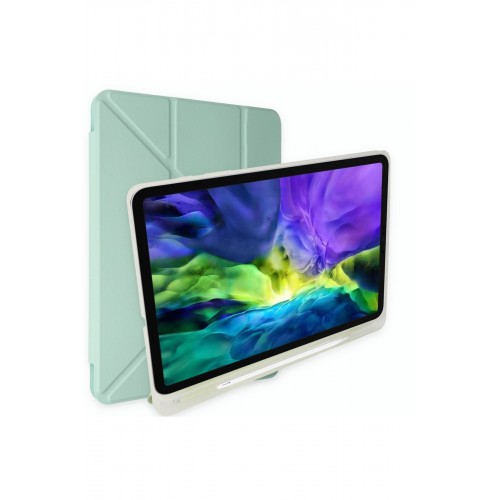 Newface Samsung Galaxy T970 Tab S7 Plus 12.4 Kılıf Kalemlikli Mars Tablet Kılıfı - Açık Yeşil