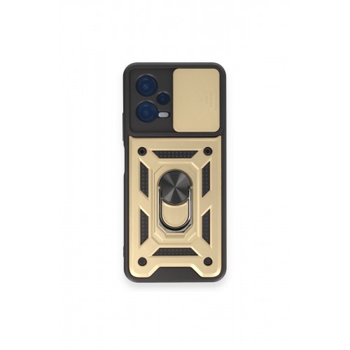 Newface Xiaomi Poco X5 5G Kılıf Pars Lens Yüzüklü Silikon - Gold