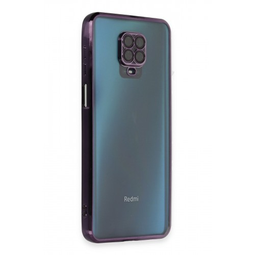 Newface Xiaomi Redmi Note 9 Pro Kılıf Razer Lensli Silikon - Mor