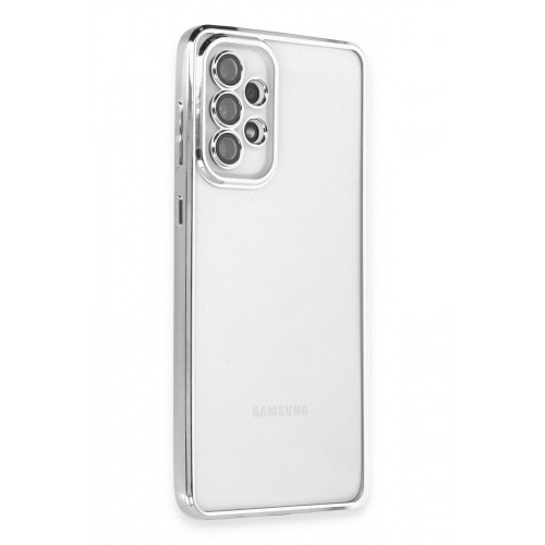 Newface Samsung Galaxy A53 5G Kılıf Razer Lensli Silikon - Gümüş