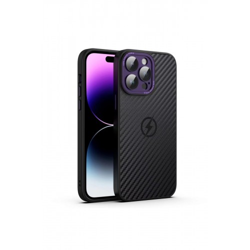 Newface iPhone 14 Pro Max Kılıf Harbon Magneticsafe Karbon Kapak - Derin Mor Newface iPhone 14 Pro Max Kılıf Harbon Magneticsafe Karbon Kapak - Derin Mor