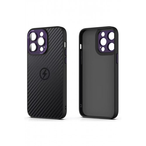 Newface iPhone 14 Pro Max Kılıf Harbon Magneticsafe Karbon Kapak - Derin Mor Newface iPhone 14 Pro Max Kılıf Harbon Magneticsafe Karbon Kapak - Derin Mor