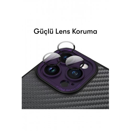 Newface iPhone 14 Pro Max Kılıf Harbon Magneticsafe Karbon Kapak - Derin Mor Newface iPhone 14 Pro Max Kılıf Harbon Magneticsafe Karbon Kapak - Derin Mor