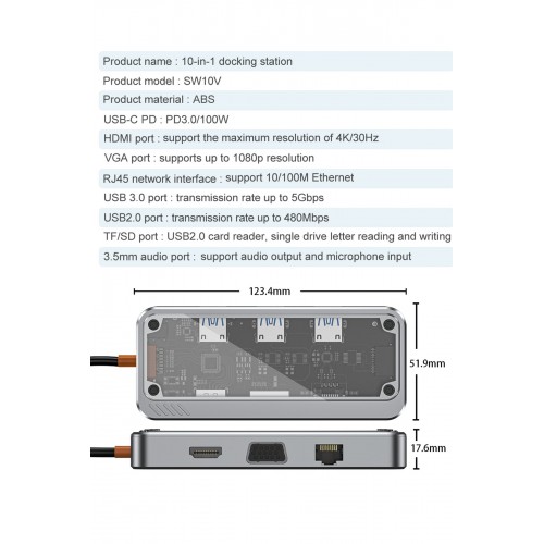 Newface Dönüştürücü 10in1 Hub SW10V - Gri Newface Dönüştürücü 10in1 Hub SW10V - Gri