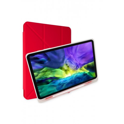Newface Samsung Galaxy T970 Tab S7 Plus 12.4 Kılıf Kalemlikli Mars Tablet Kılıfı - Kırmızı