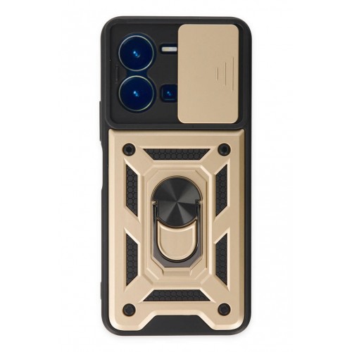 Newface Vivo Y35 Kılıf Pars Lens Yüzüklü Silikon - Gold