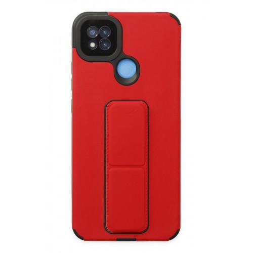 Newface Xiaomi Redmi 9C Kılıf Mega Standlı Silikon - Kırmızı