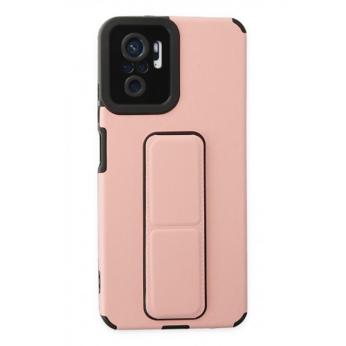 Newface Xiaomi Redmi Note 10 Kılıf Mega Standlı Silikon - Pudra