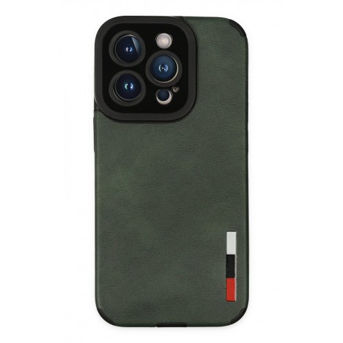 Newface iPhone 14 Pro Max Kılıf Loop Deri Silikon - Yeşil