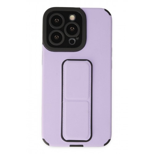 Newface iPhone 14 Pro Max Kılıf Mega Standlı Silikon - Lila
