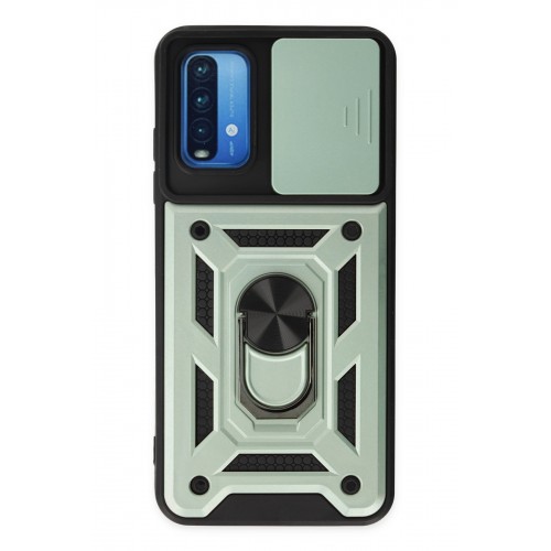 Newface Xiaomi Redmi Note 9 4G Kılıf Pars Lens Yüzüklü Silikon - Yeşil