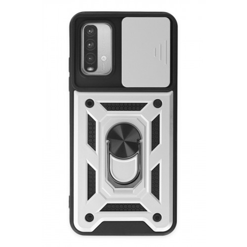 Newface Xiaomi Redmi 9T Kılıf Pars Lens Yüzüklü Silikon - Gümüş