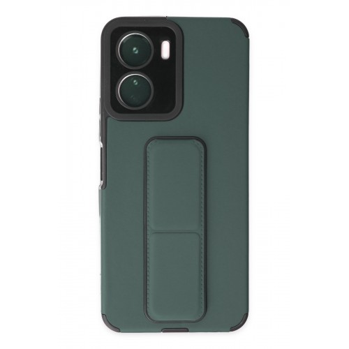 Newface Vivo Y16 Kılıf Mega Standlı Silikon - Yeşil