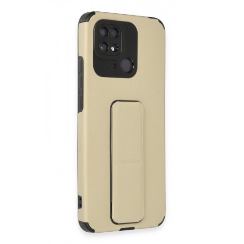 Newface Xiaomi Redmi 10C Kılıf Mega Standlı Silikon - Gold
