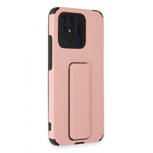 Newface Xiaomi Redmi 10C Kılıf Mega Standlı Silikon - Pudra
