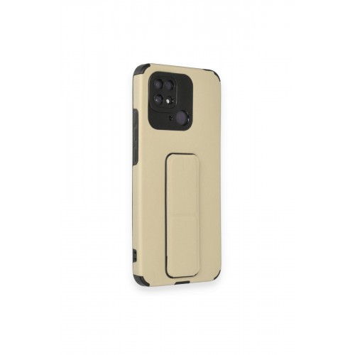 Newface Xiaomi Poco C40 Kılıf Mega Standlı Silikon - Gold