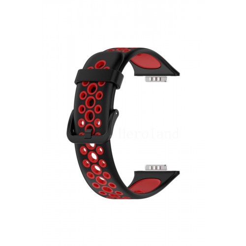Newface Huawei Watch Fit 2 Spor Delikli Kordon - Siyah-Kırmızı Newface Huawei Watch Fit 2 Spor Delikli Kordon - Siyah-Kırmızı