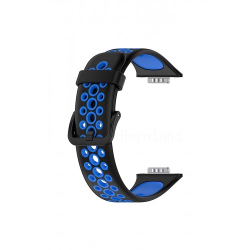 Newface Huawei Watch Fit 2 Spor Delikli Kordon - Siyah-Mavi Newface Huawei Watch Fit 2 Spor Delikli Kordon - Siyah-Mavi