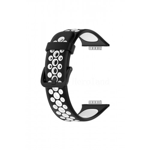 Newface Huawei Watch Fit 2 Spor Delikli Kordon - Siyah-Beyaz Newface Huawei Watch Fit 2 Spor Delikli Kordon - Siyah-Beyaz