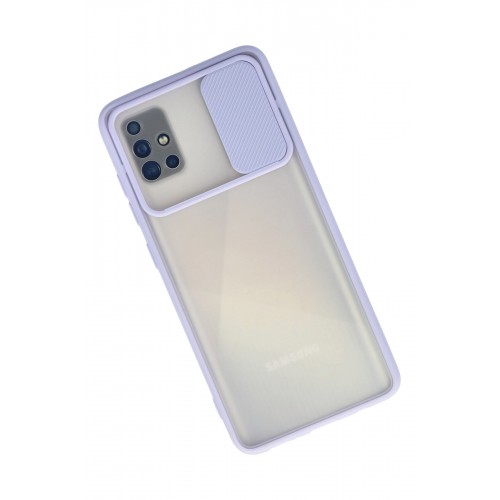 Newface Samsung Galaxy A51 Kılıf Palm Buzlu Kamera Sürgülü Silikon - Lila Newface Samsung Galaxy A51 Kılıf Palm Buzlu Kamera Sürgülü Silikon - Lila