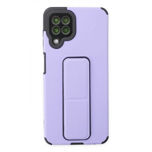 Newface Samsung Galaxy M22 Kılıf Mega Standlı Silikon - Lila