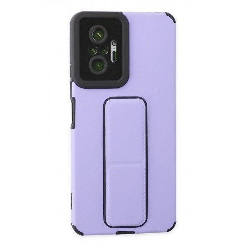 Newface Xiaomi Redmi Note 10 Pro Kılıf Mega Standlı Silikon - Lila