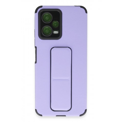 Newface Xiaomi Redmi Note 12 5G Kılıf Mega Standlı Silikon - Lila