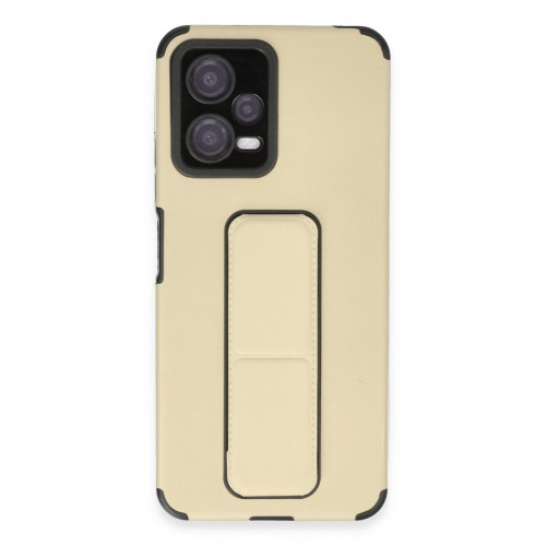 Newface Xiaomi Redmi Note 12 5G Kılıf Mega Standlı Silikon - Gold