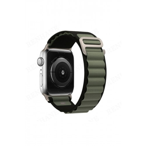 Newface Apple Watch 42mm Mountain Kordon - Siyah-Yeşil Newface Apple Watch 42mm Mountain Kordon - Siyah-Yeşil