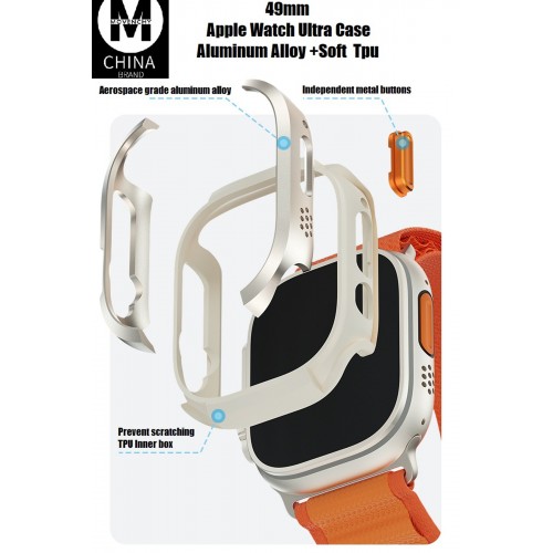 Newface Apple Watch Ultra 49mm Movenchy MO-WT3 Alüminyum Camlı Kasa Ekran Koruyucu - Gold Newface Apple Watch Ultra 49mm Movenchy MO-WT3 Alüminyum Camlı Kasa Ekran Koruyucu - Gold