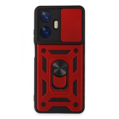 Newface Realme C55 Kılıf Pars Lens Yüzüklü Silikon - Kırmızı Newface Realme C55 Kılıf Pars Lens Yüzüklü Silikon - Kırmızı