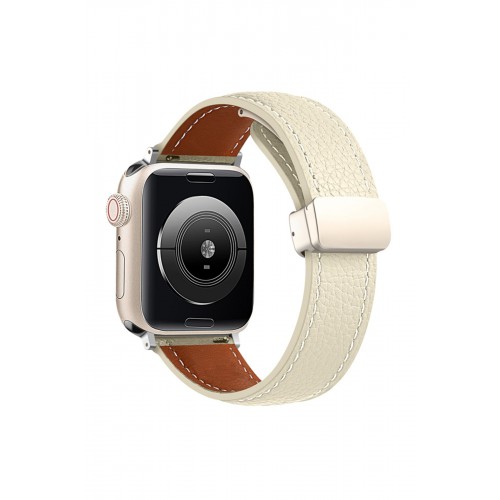 Newface Apple Watch 40mm KR414 Daks Deri Kordon - Beyaz