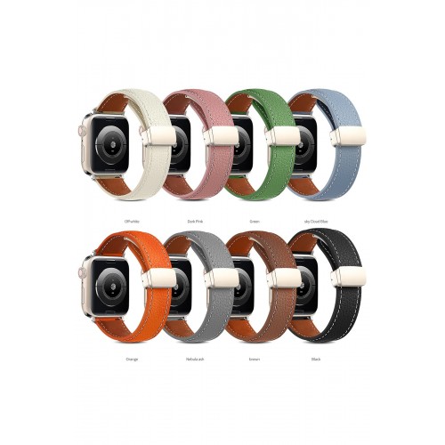 Newface Apple Watch 40mm KR414 Daks Deri Kordon - Koyu Yeşil Newface Apple Watch 40mm KR414 Daks Deri Kordon - Koyu Yeşil