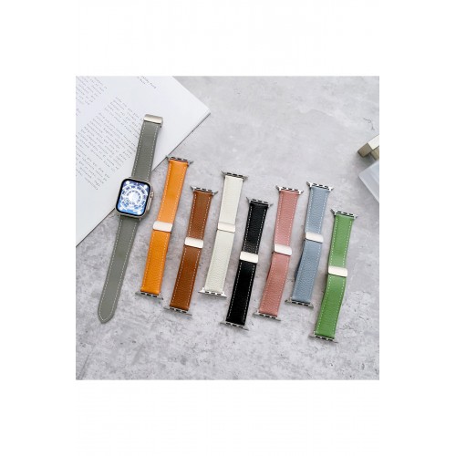 Newface Apple Watch 40mm KR414 Daks Deri Kordon - Koyu Yeşil Newface Apple Watch 40mm KR414 Daks Deri Kordon - Koyu Yeşil