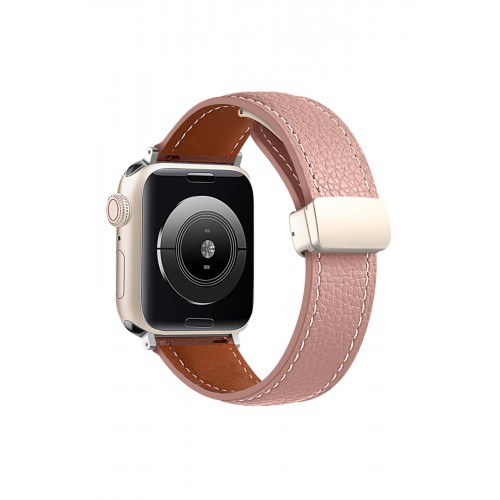 Newface Apple Watch 40mm KR414 Daks Deri Kordon - Pembe Newface Apple Watch 40mm KR414 Daks Deri Kordon - Pembe