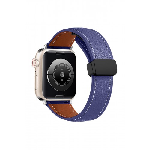 Newface Apple Watch 40mm KR414 Daks Deri Kordon - Lacivert Newface Apple Watch 40mm KR414 Daks Deri Kordon - Lacivert