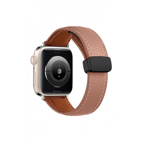 Newface Apple Watch 44mm KR414 Daks Deri Kordon - Kahverengi Newface Apple Watch 44mm KR414 Daks Deri Kordon - Kahverengi